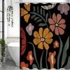 Cartoon Flower Shower Curtain, Bathroom Decorative Shower Curtain, Waterproof Shower Curtain with Hooks