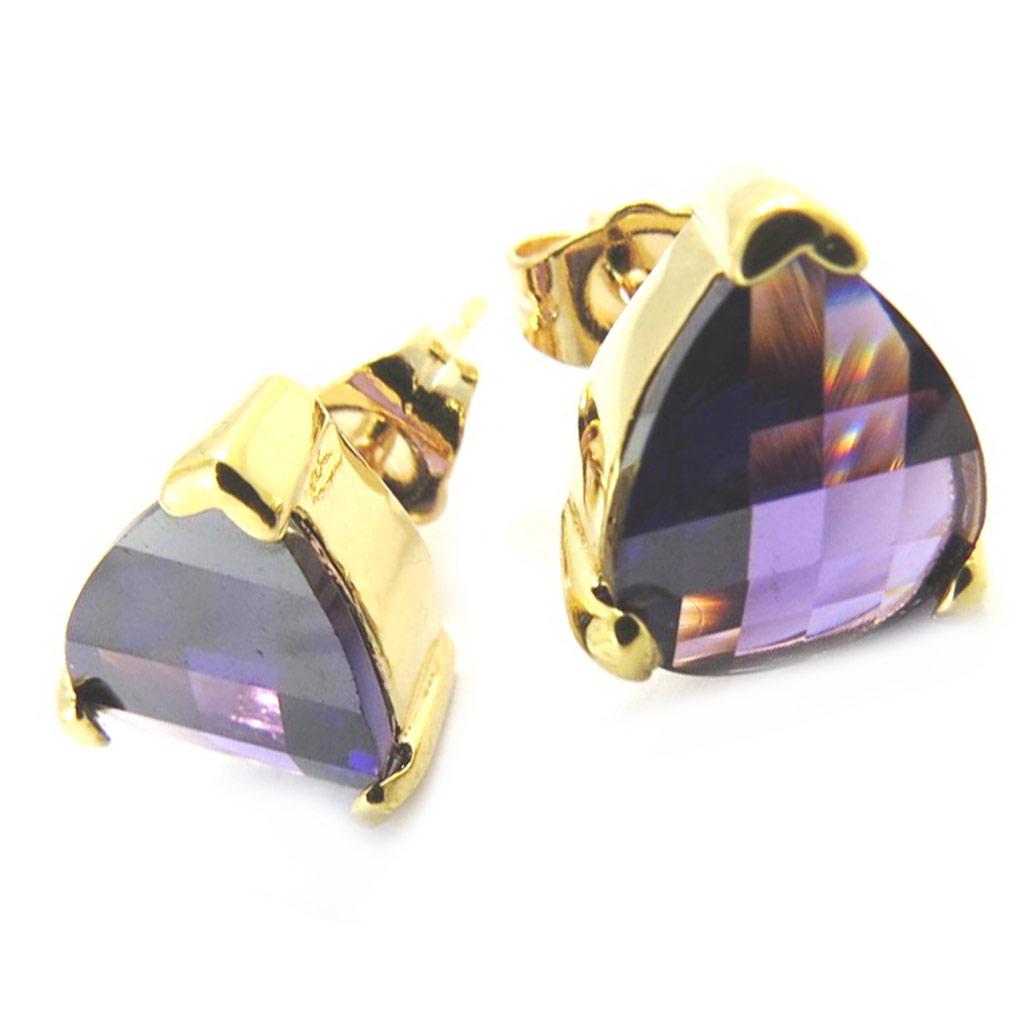 Les Trésors De Lily [M6514] - Boucles Plaqué Or 'Sissi' améthyste doré - 11x9 mm
