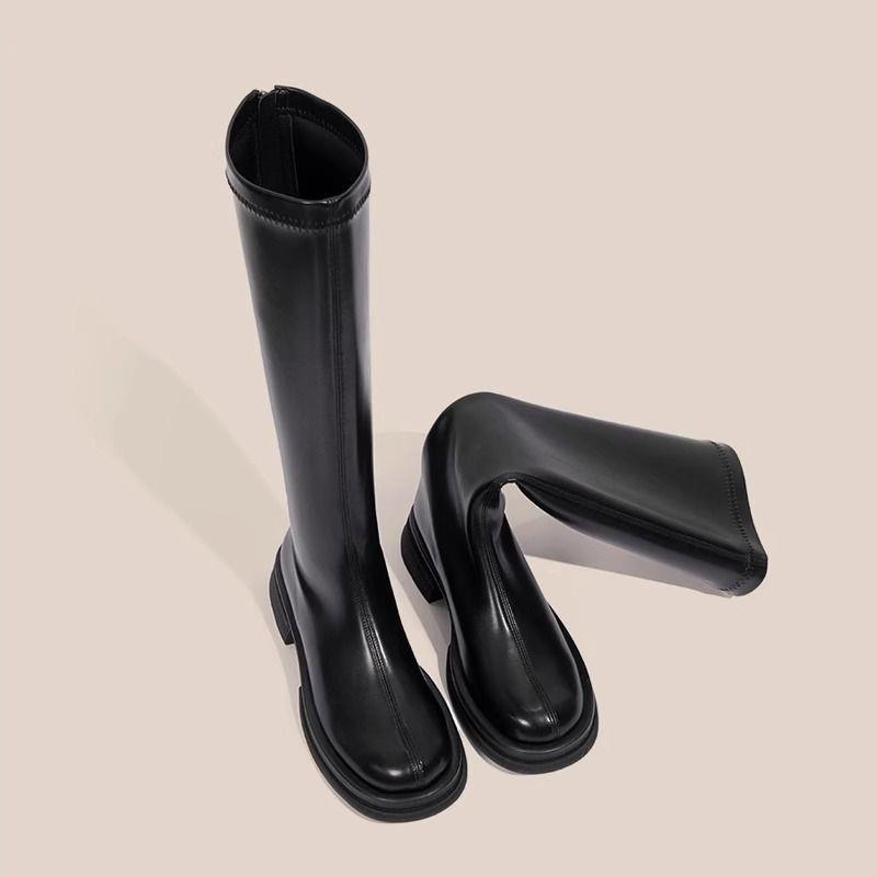 European knight boots long boots but versatile high knee age high boots thick sole