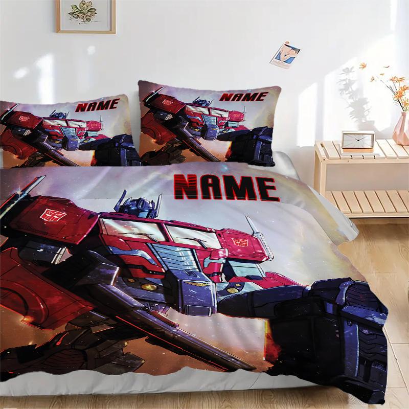 Custom Name Transformative Force Bedding 3 Piece Set HD Print Duvet Cover Pillowcases for Teens Adult Bedroom Decoration
