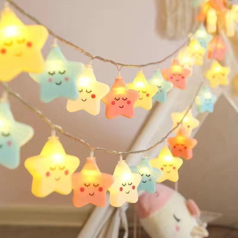 Rainbow Cloud LED Star String Lights for Kids' Room & Festival Decor