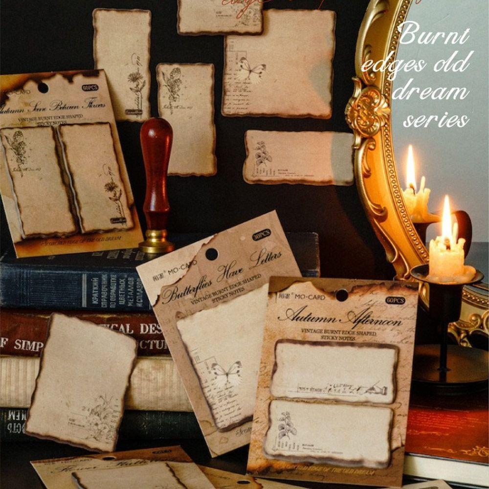 Self-adhesive Sticky Notes Vintage Burnt Series Tearable Note Pad To Do List Notepads  Student
