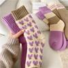 Female Autumn and Winter Pure Color Comfortable All Kinds of Love Ring Warm Tube Cotton Socks