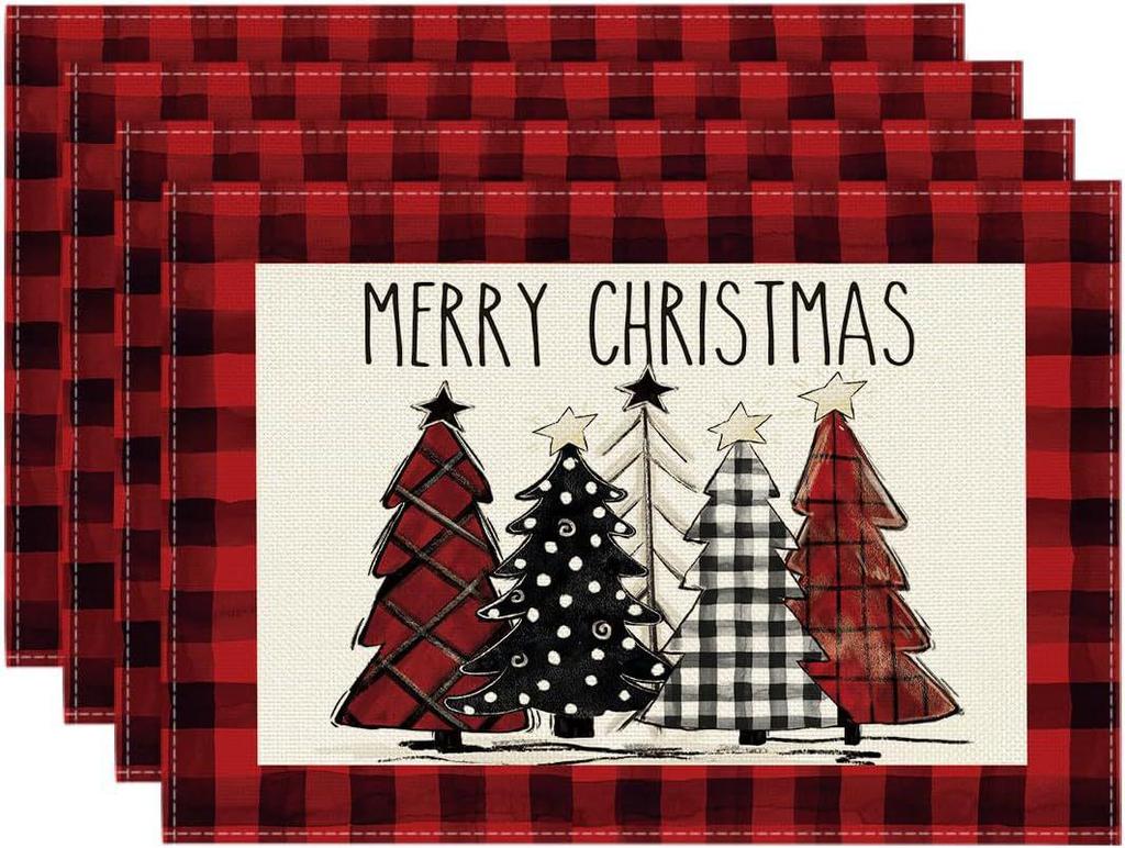 Christmas Placemat Set with Plate & Cup Insulation - Holiday Decorative Table Mats