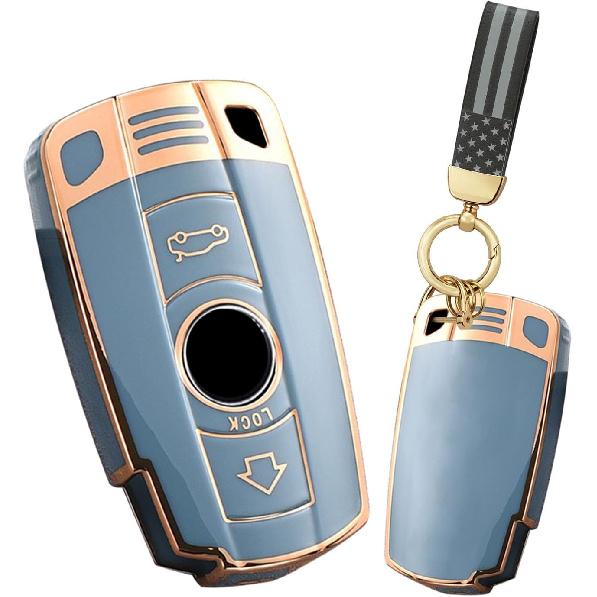Ontto Key Fob Cover Fit for BMW 3 Series 2005-2012 Key Remote TPU Key Shell Case for 1 3 5 Series E90 E92 E93 X5 X6 Z4 E90