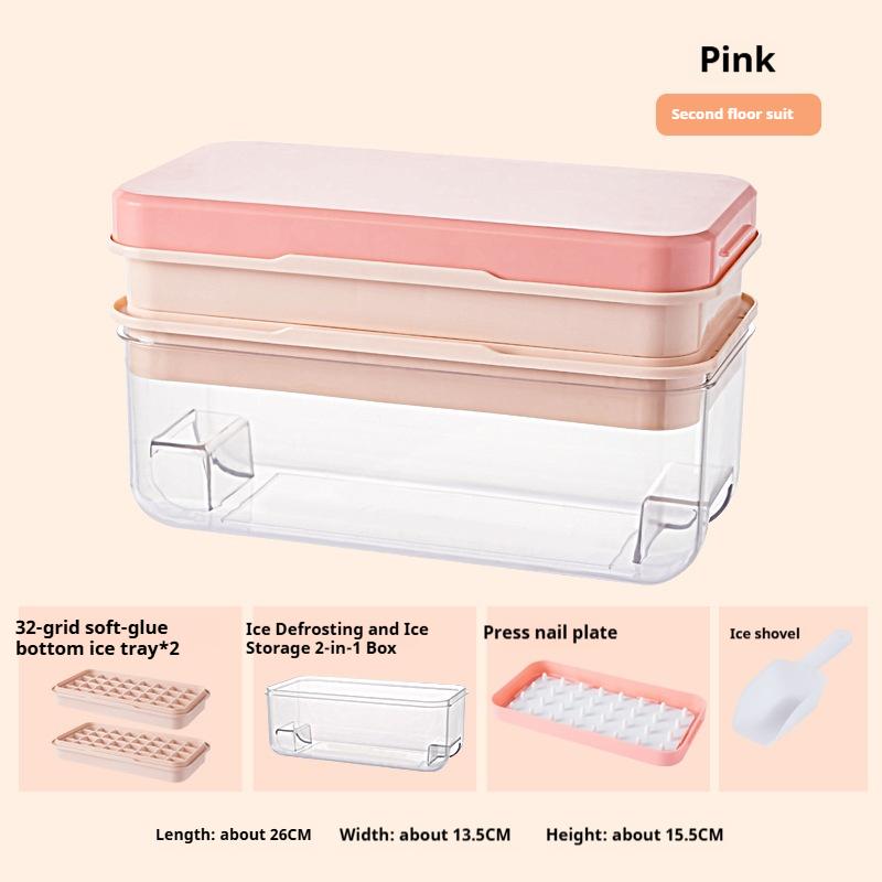Ice Cube Tray with Lid and Bin Ice Trays for Freezer Ice Cube Trays for Freezer with 2 trays Container Lid&Ice Scoop BPA Free