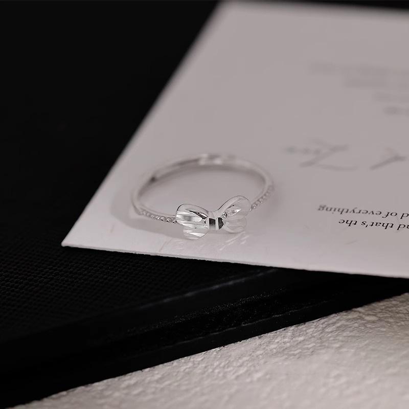 925 Sterling Silver Jewelry Simple Bowknot Open Finger Rings for Women Wedding Party Jewelry for Girls Friend Gift