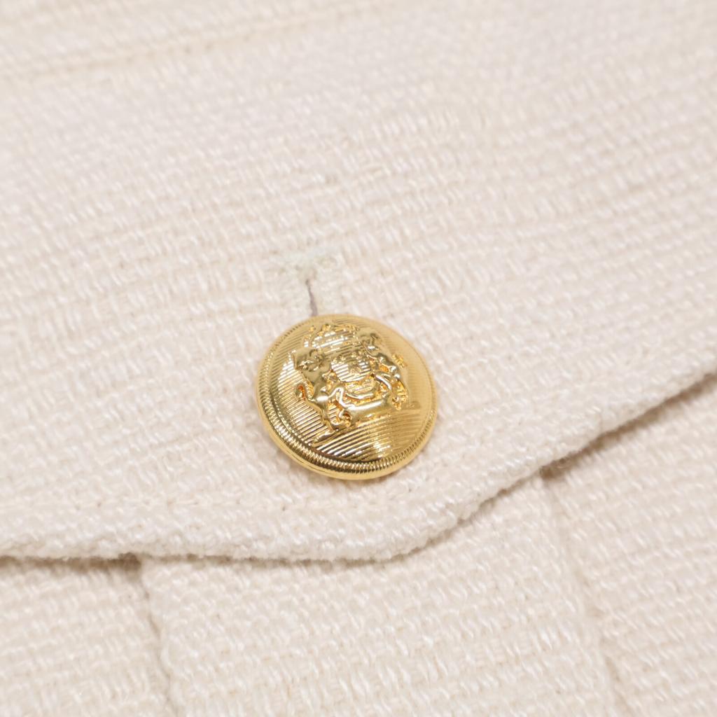 Celine Excellent Condition, Domestically Authorized 2V57M410T Cropped Officer Jacket 36 IvoryUsed