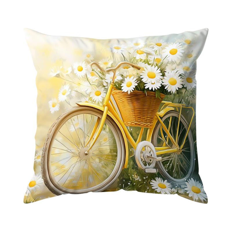 1Pc Yellow Pillow Cover For Home Living Room Bedroom Sofa Office Decorative Flowers Pillowcase Soft Throw Pillows 45*45 Cm