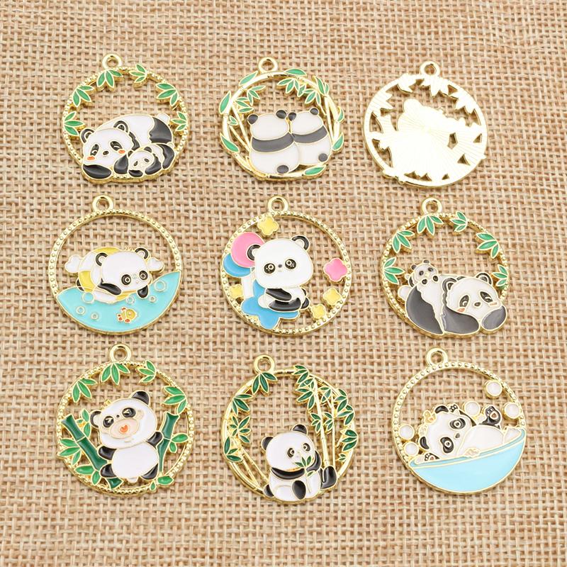 10pcs Enamel Animal Panda Skull Butterfly Charms Pendant Alloy Metal DIY Jewelry Making Accessories for Earrings Necklace