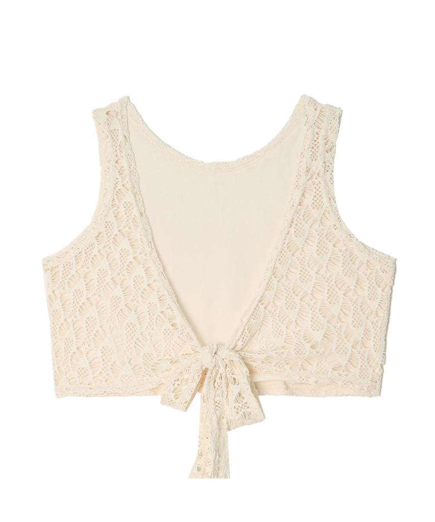 Bikini Bender Farid Crochet Back Ribbon Sleeveless Crop Top