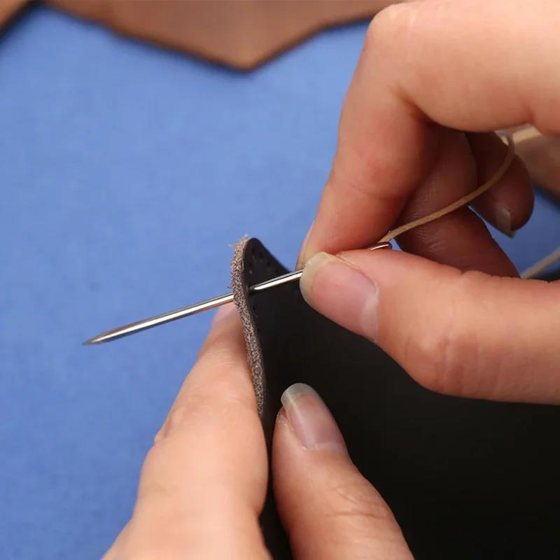 30pc Leather Sewing Needles Big Eye Manual Embroidery Stitching Fabric Cross Stitch Knitting Tool with Needle Cylinder