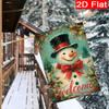 2D Flat, 2D Flat-Christmas Holly_ Red Fruit_ Smiling Snowman_ Garden Flag_2-28x40 Inch Outdoor Garden Flag Double-sided Home Decoration Courtyard Deco