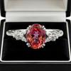 Luoxi Tempel 2026 S925 Zilver 6x8mm Ovaal Padparadscha Ring High-End Duivenei Witmakend