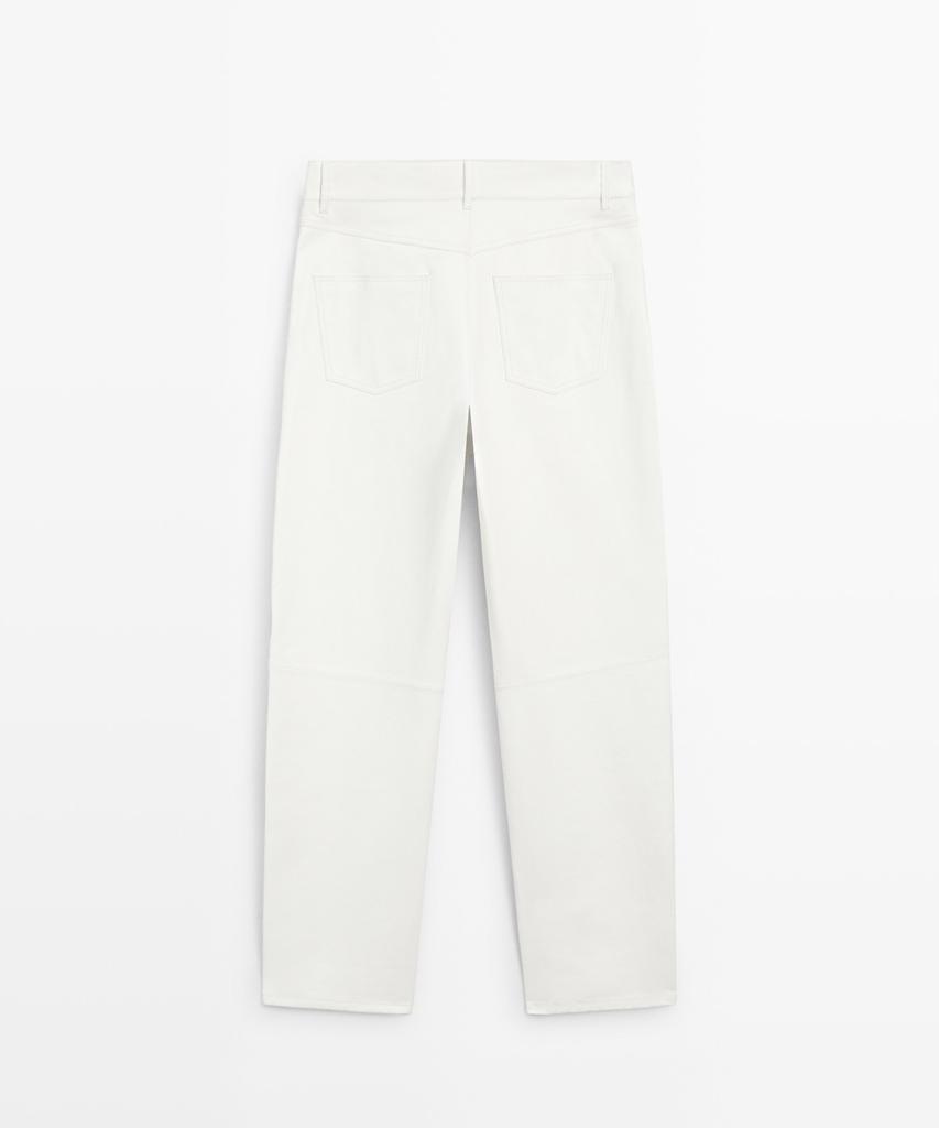 Masimodutti Straight Fit Leather Jeans