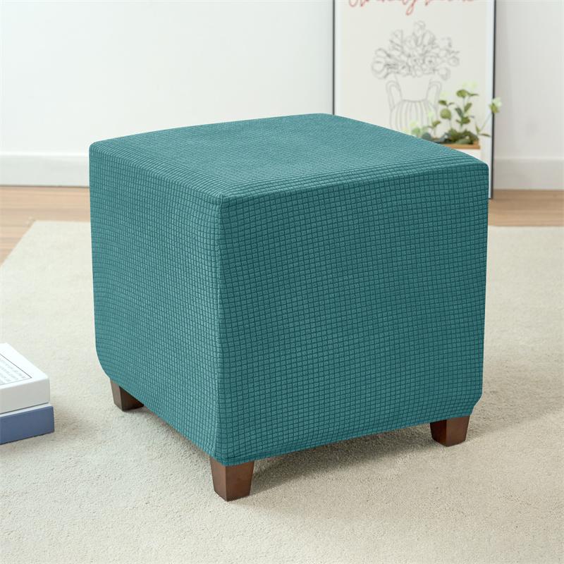 1PC Polar Fleece Ottoman Cover Elastic Square Footrest Cover Water Repellent Footstool Slipcover for Bedroom Party Hotel Decor