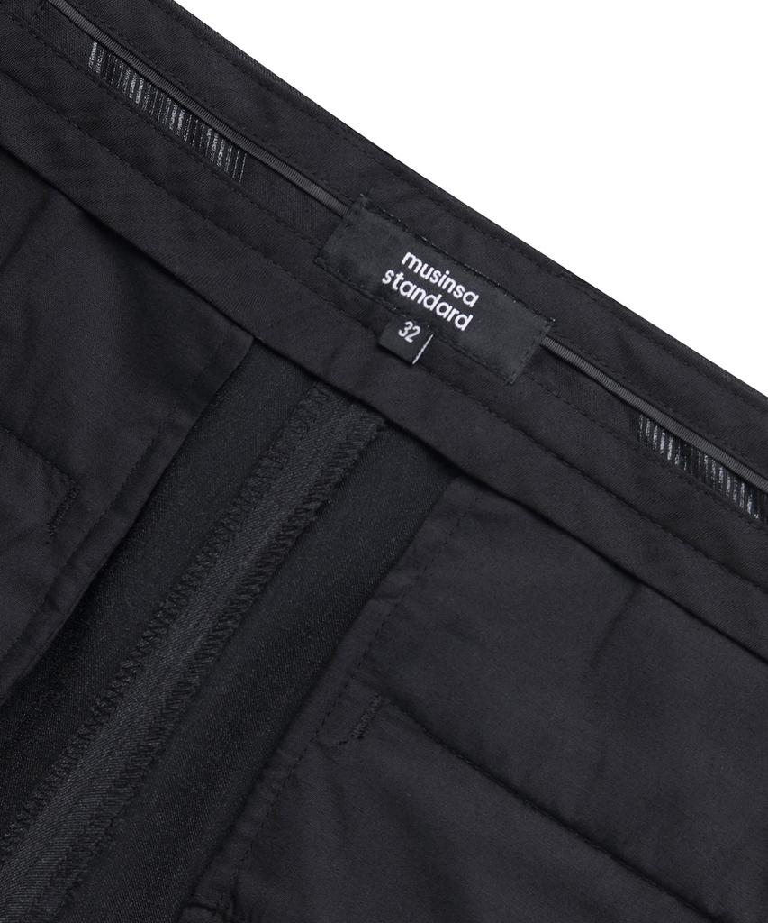 Musinsa Standard Wide Hidden Banding Crop Slacks [Charcoal Gray]