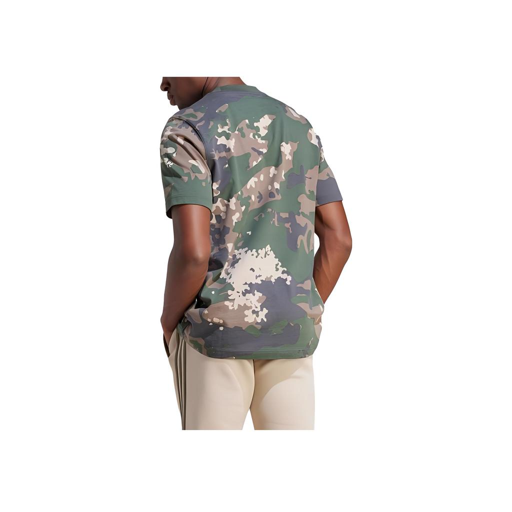 adidas Originals Camouflage Letter Print Crew Neck T-Shirt Men Tops Dark-Green IR9474