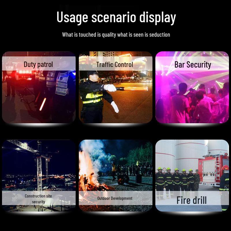 Battery-Powered LED Traffic Baton Glow Stick (54CM) - Multifunctional Warning & Concert Use
