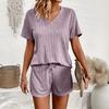 Solid Color Home Suit Women's Casual Short-sleeved Three-quarter