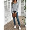 Women's Autumn Winter V-Neck Color Block Top, Oversized Drop Shoulder Long Sleeve Casual Loose Fit Sporty Streetwear Shirt