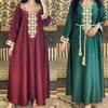 Ramadan Muslim Gold Embroidery Dresses Abayas Dubai Casual Kaftan Robe Ethnic Costumes with Long Sleeve for Womens