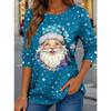 2025 Christmas Women's T Shirt Graphic Santa Claus Fashion Casual Long Sleeve T-shirt Crew Neck Regular Tops Print Spring Fall