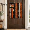 Seasonal Festival Gift Halloween Rag Banner, Orange Black Skull Ghost Pumpkin Hanging Decoration, Rustic Theme Banner Fabric Stripe for Front
