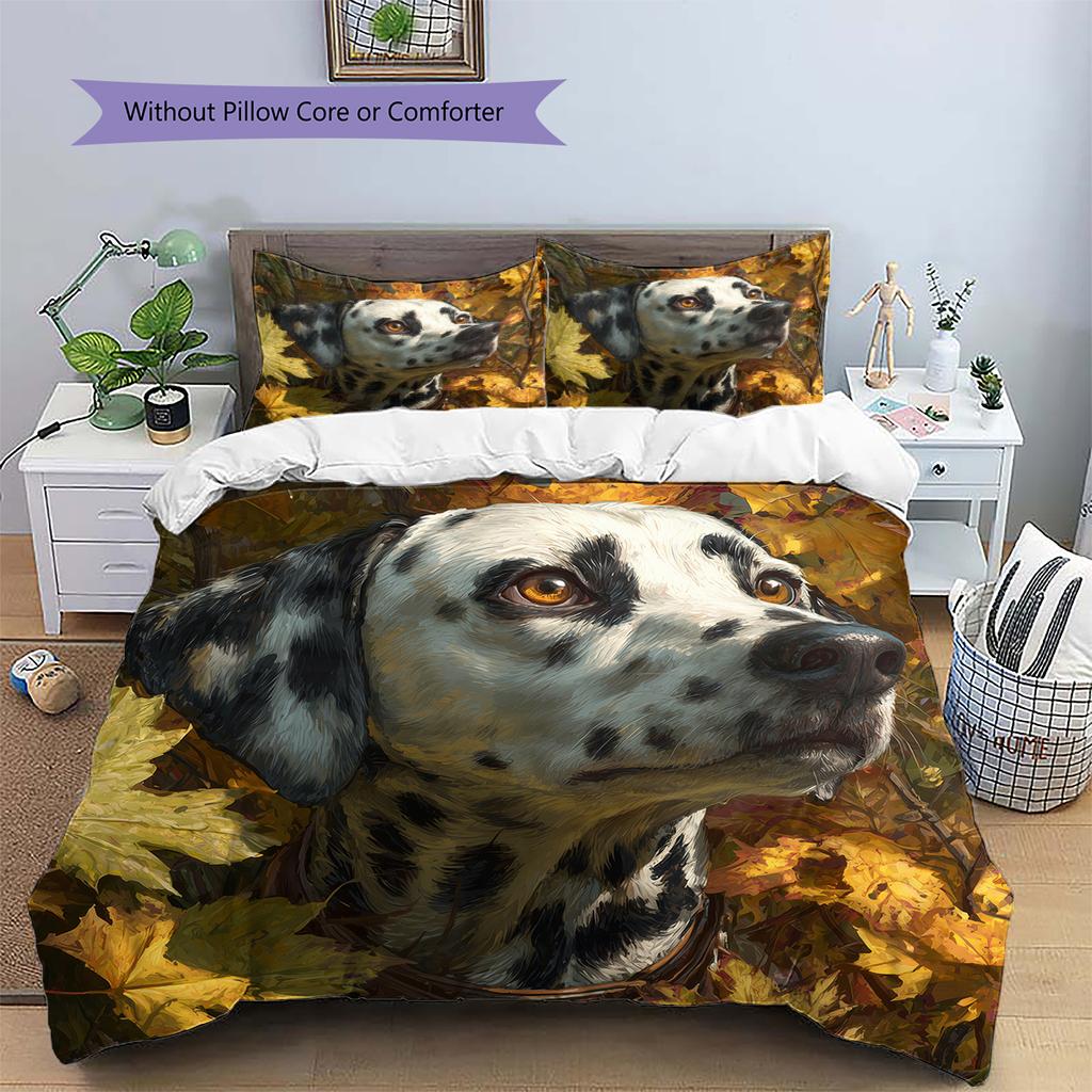 Dalmatian and Bushes Pattern Bedding Home Decoration Birthday Gift (1 * Duvet Cover + 2 * Pillowcase, Without Core)