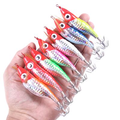 10 cm-9g Esca Luminosa Calamari Gancio Gamberetti di Legno Esche Polpo Esca Gamberetti Seppie Calamari Gancio Rig Gamberetti di Legno