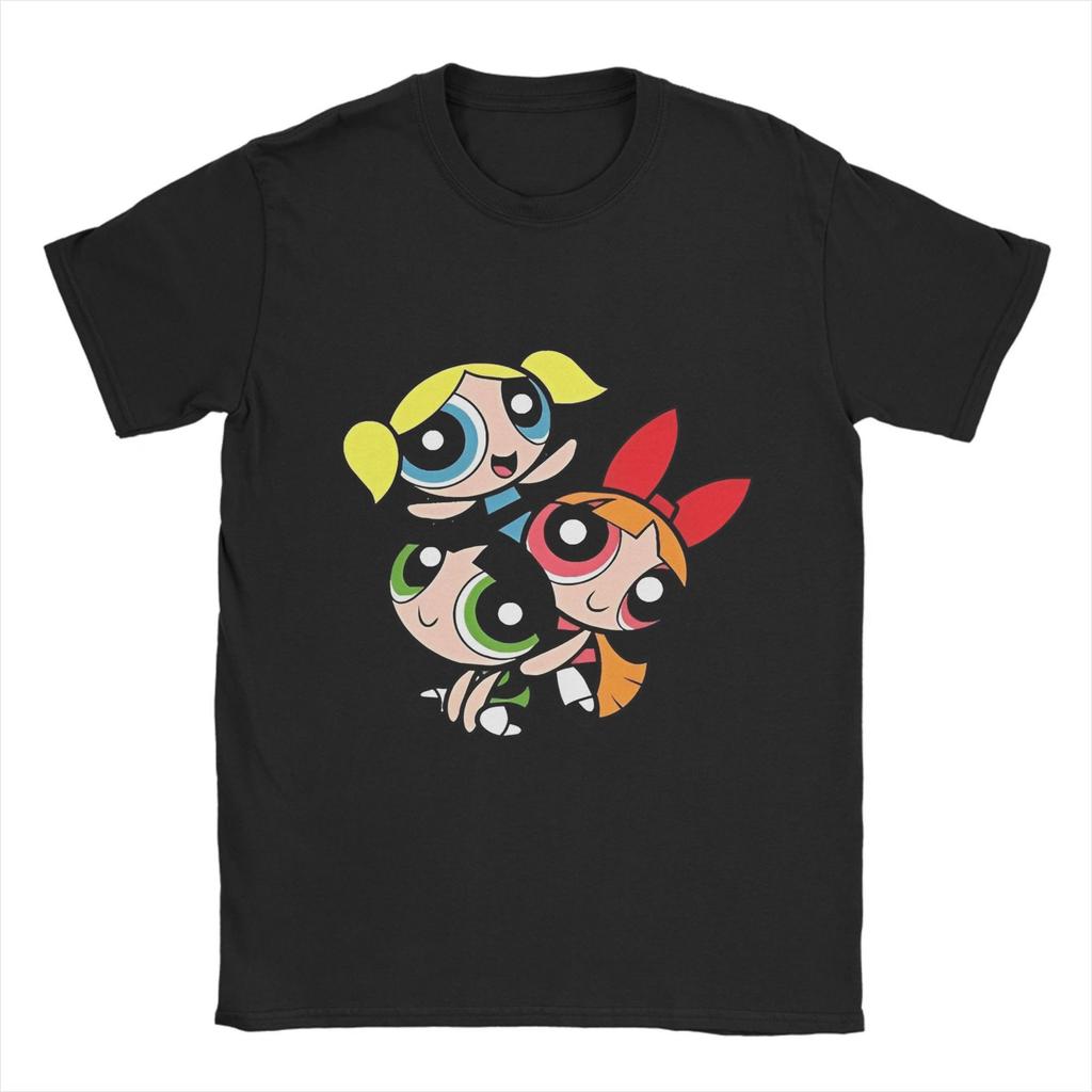 The P-Powerpuffs Girls  T-Shirts for Men  Vintage 100% Cotton Tee Shirt O Neck Short Sleeve T Shirt Birthday Gift Clothes