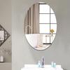 Oval Wall Mirror Non Glass 2Pcs Oval Vanity Mirror Self Adhesive Acrylic Mirror Wall Sticker Flexible Frameless Plastic Mirror Home Decorative Wall