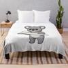Cute Koala Folding Paper Airplane Throw Blanket