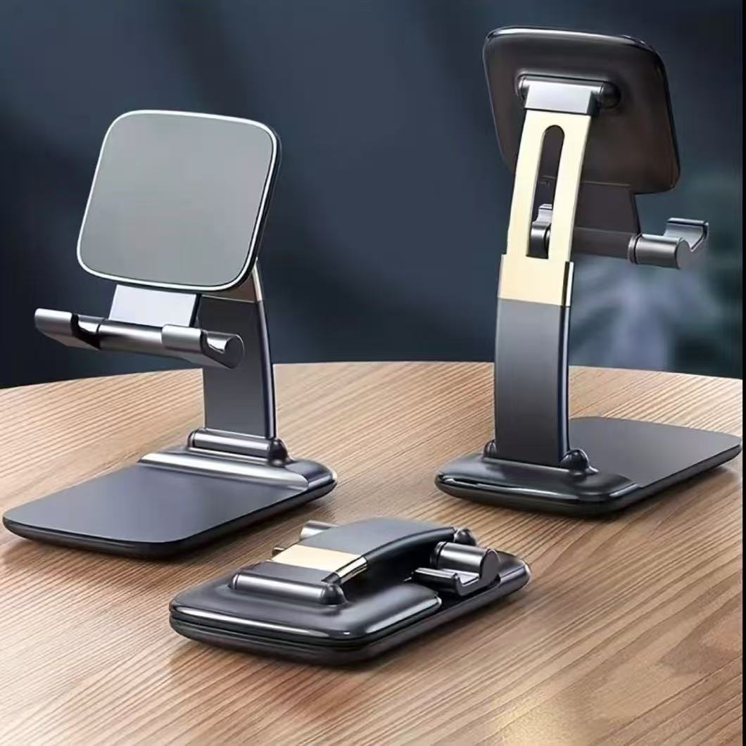 Metal Adjustable Foldable Phone Stand, Height & Angle Adjustable Desktop Holder for Smartphones Lay Flat белый