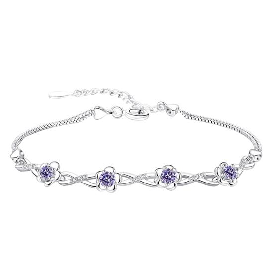 Vintage Plum Blossom Rhinestone Inlaid Women Bracelet Wrist Chain Jewelry Gift