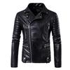 New Men's Motorcycle Leather Jacket, Multi-Zipper, Men's Leather Jacket B