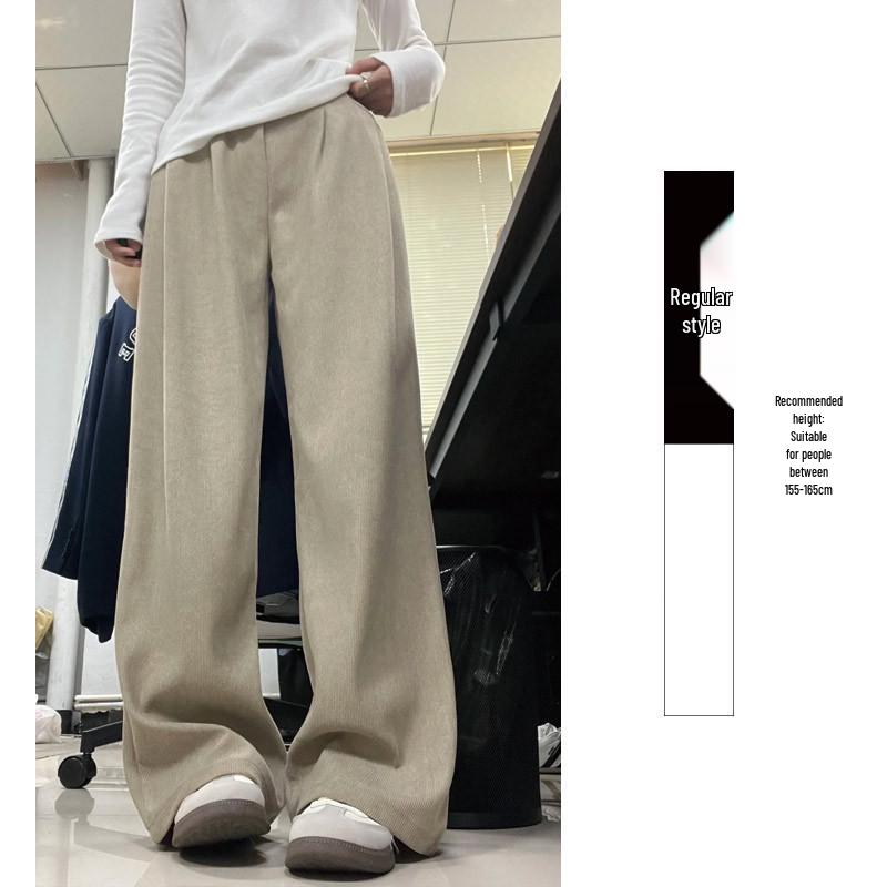 2025 Autumn/Winter European Cotton Velvet Wide-Leg High-Waist Drape Pants for Women