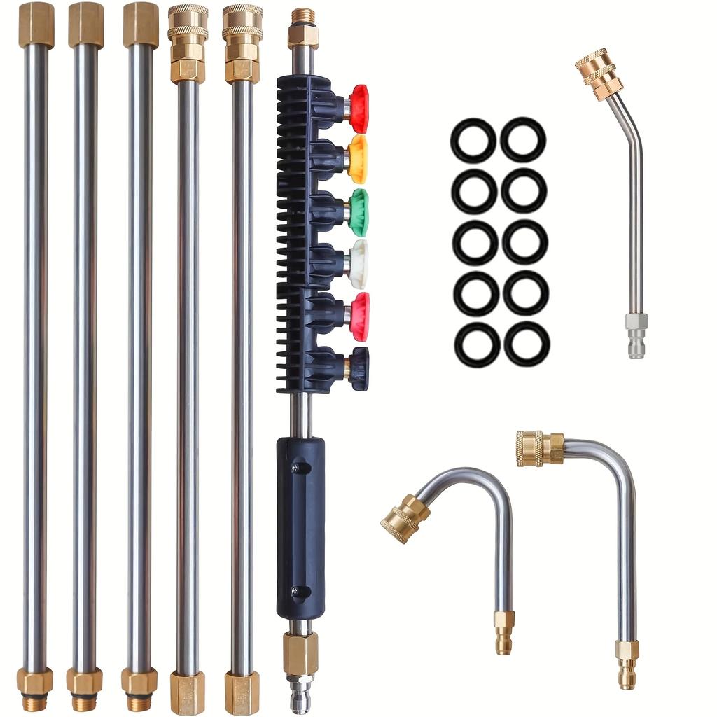 9-Pc High-Pressure Extension Rod Set, 6 Nozzles + 30°/90°/120° Angled Wands, 1/4" Quick Connect for 4000PSI Pressure Washers