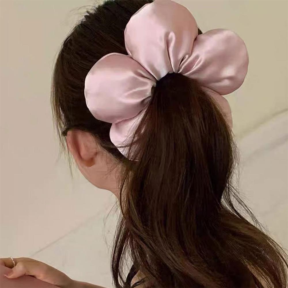 Large Satin Hair Scrunchies Sponge Flower Hair Bands Enchanting Hair Rope  for Women