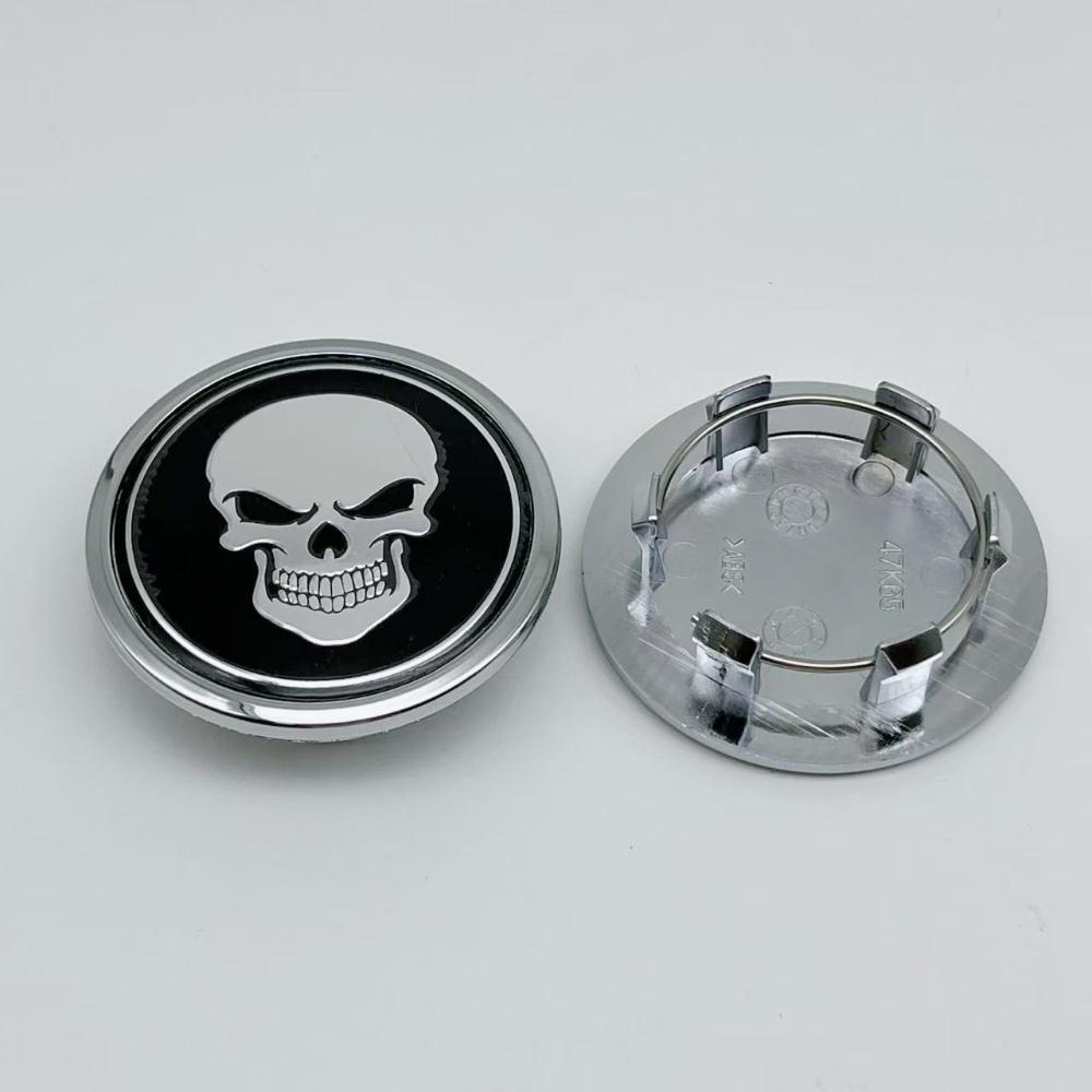 4pcs 65mm (48mm I.D) Car Wheel Center Caps With Skull Logo Badge Accessories for Porsche Wheels Hub Lid Rim Hubcap Cover Replace