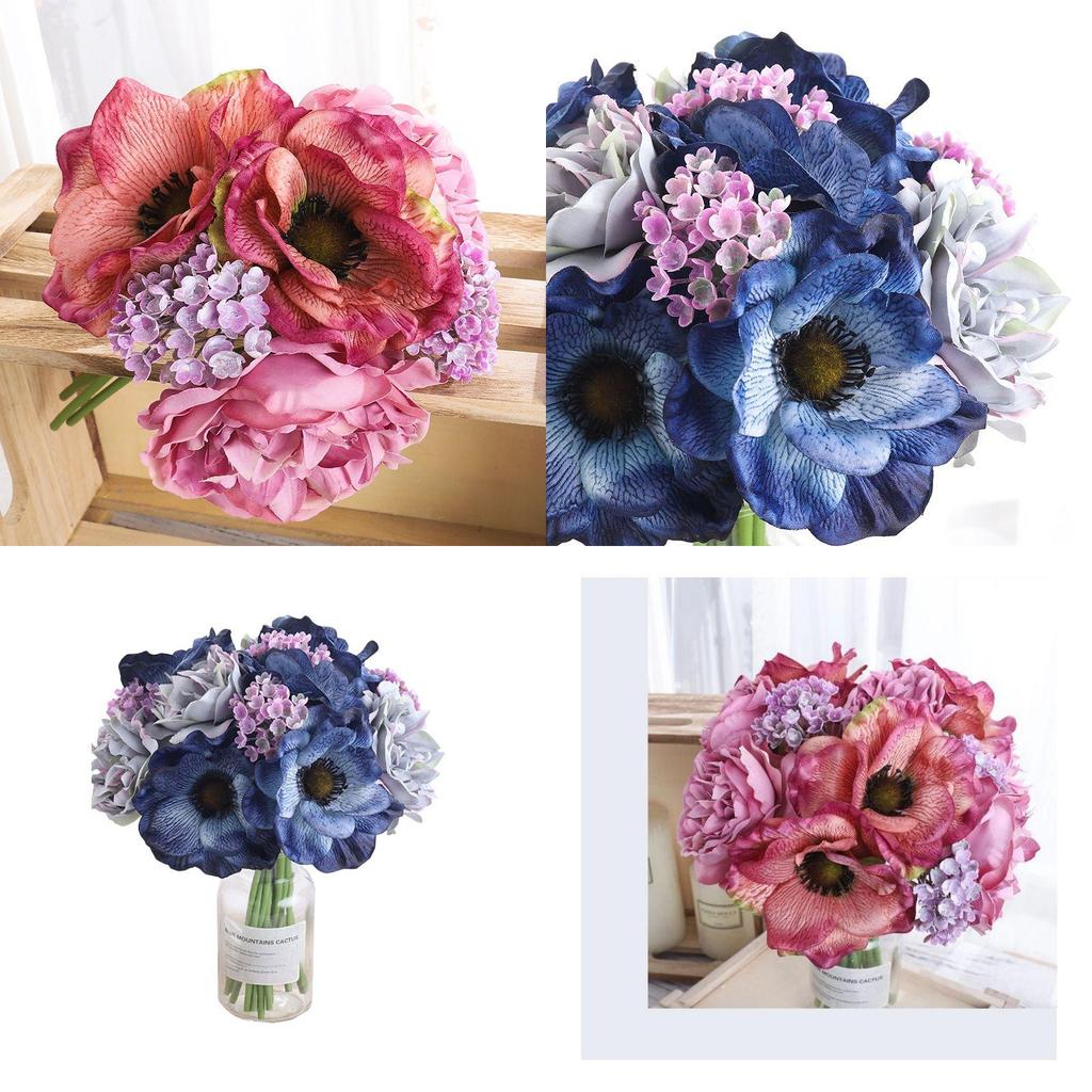 Lush Bouquet Poppy Peony Gypsophila Simulation Flower Ideal For Home Decor And Photography Prop