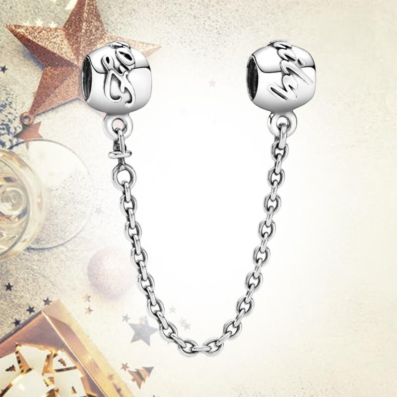 Sparkling Secure Safety Chain Series Charm Bead Component Bead Components Triple Clear Stone Secure Safety Chain Secure Safety Chain Clip Compatible