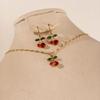 Rhinestone Zircon Ear Buckle Set Crystal Cherry Shape Cherry Pendant Necklace Temperament Ins Style Necklace Eearring Set