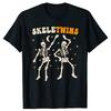 Twins Halloween Matching Skeletwins Funny Dancing Skeletons Graphic Tshirts Men Fashion Casual Oversized 100 Cotton T Shirt