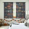 2Pcs Gothic Retro Magic Bookcase Print Rod Pocket Curtains, Privacy Window Curtain for Living Room Bedroom, Door Curtain, Fas