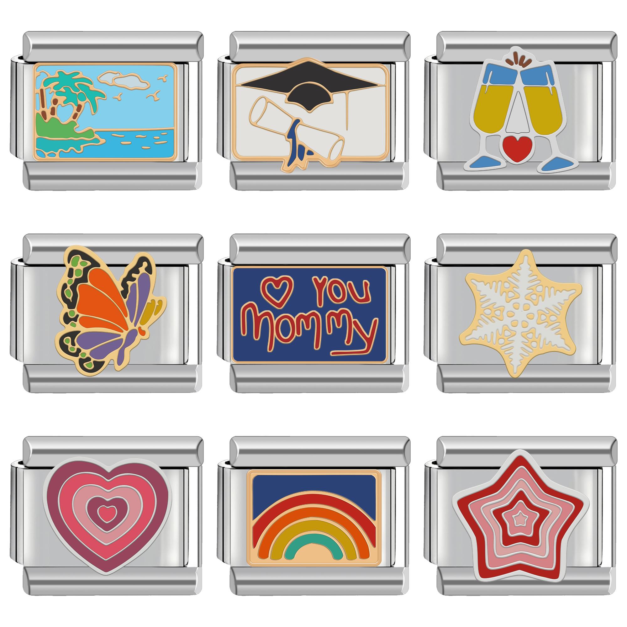 

Браслет из нержавеющей стали с подвеской из Италии, 9 мм, смешанная серия