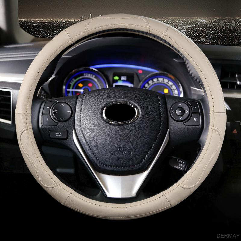 Genuine Leather Steering Wheel Cover for Toyota Corolla Fortuner Sequoia Auris Avensis YARIS Vios Celica 86 Auto Accessories