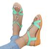 Bohemian flat casual open-toed sandals women's summer new beaded wedge sandals beach shoes