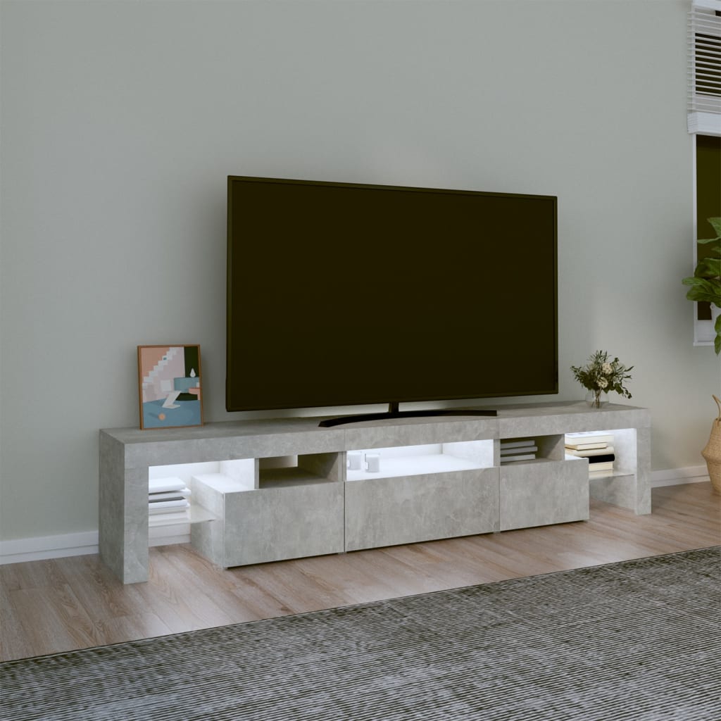 TV Cabinet with LED Lights Concrete Grey 200 X 36.5 X 40 Cm