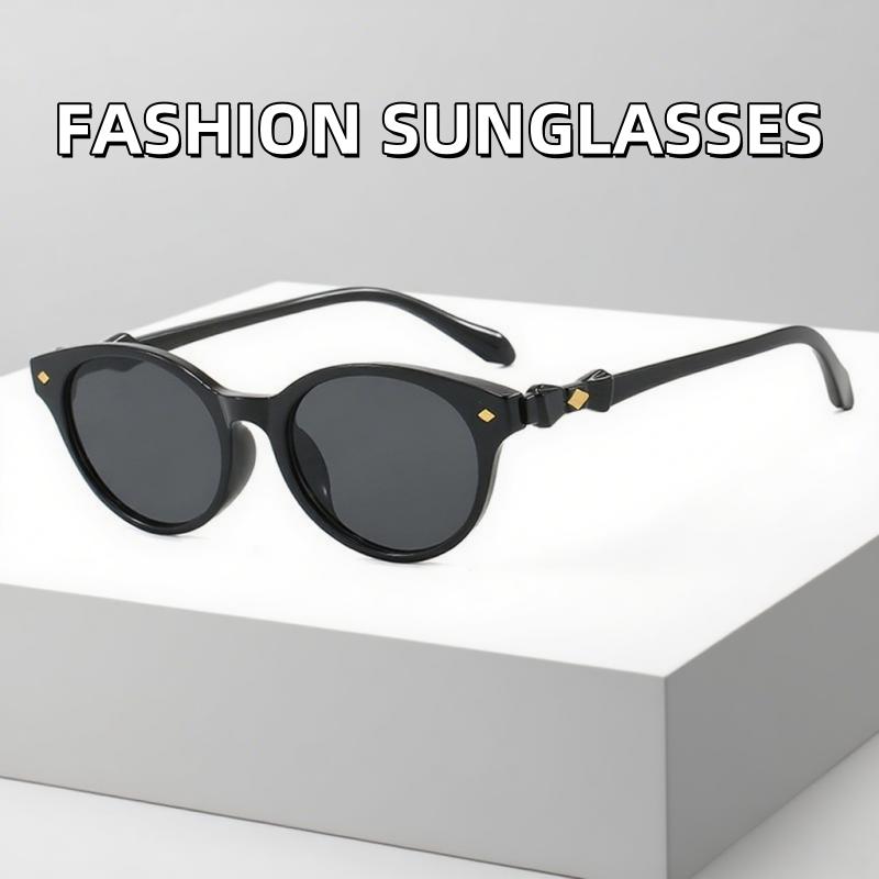 Fashionable Large Frame Cat Eye Sunglasses Exquisite Bow Mirror Legs Outdoor Driving with Sun Protection and Eye Protection